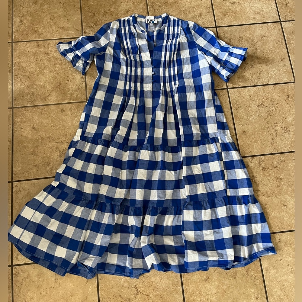 Anthropologie Whit Two Gingham Midi Dress - L - Picture 2 of 6